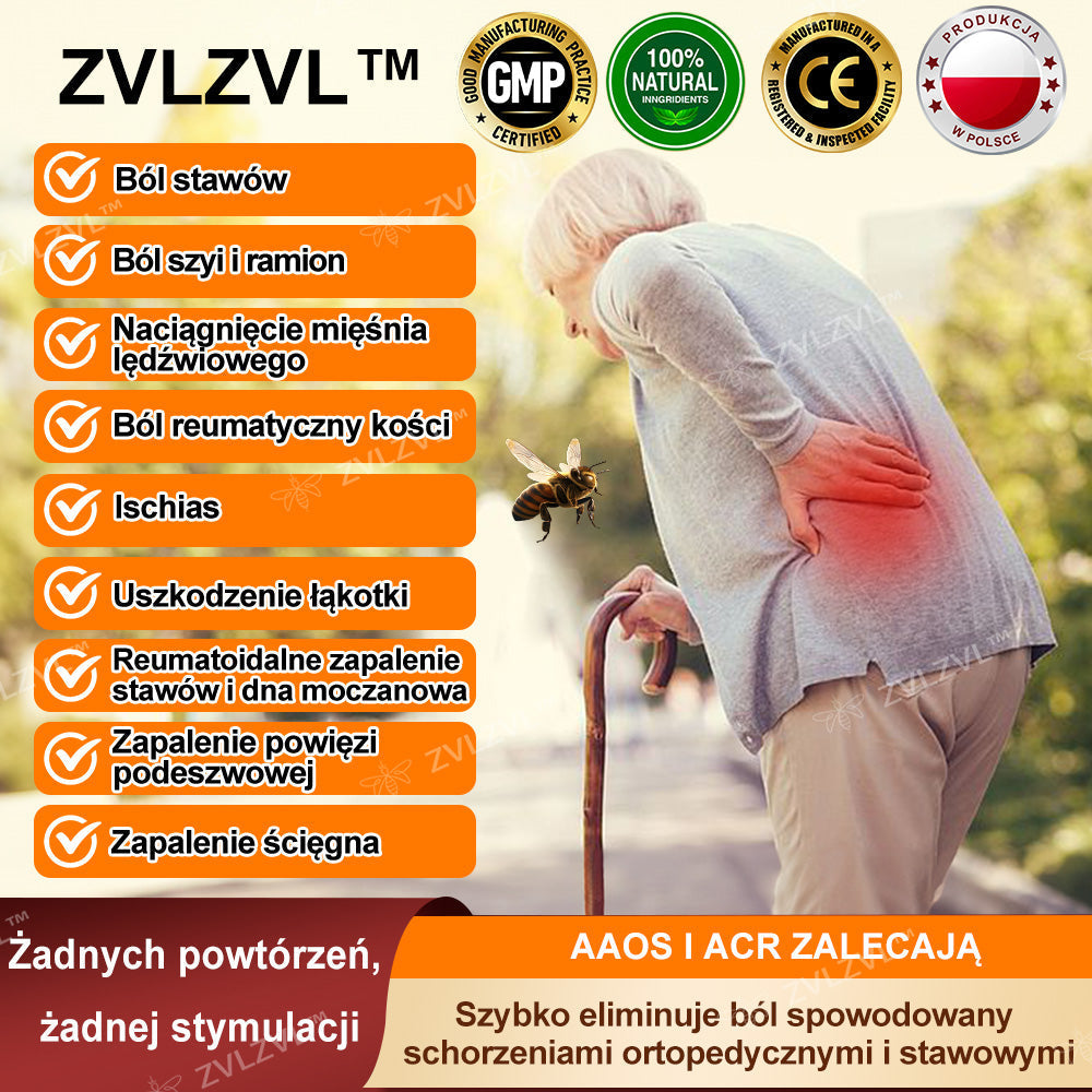 ZVLZVL™ Krem łagodzący ból stawów z jadłem pszczelim (zalecany dla seniorów i osób z niepełnosprawnością)